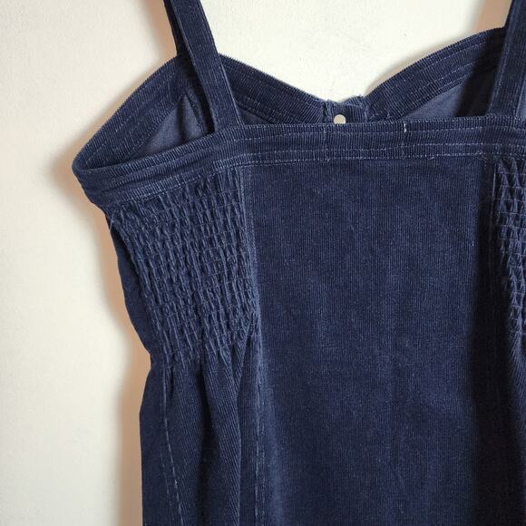 Pacsun Corduroy Dress Size L Blue Sweetheart Neck Sleeveless Smocked Y2K 90s - Picture 5 of 13